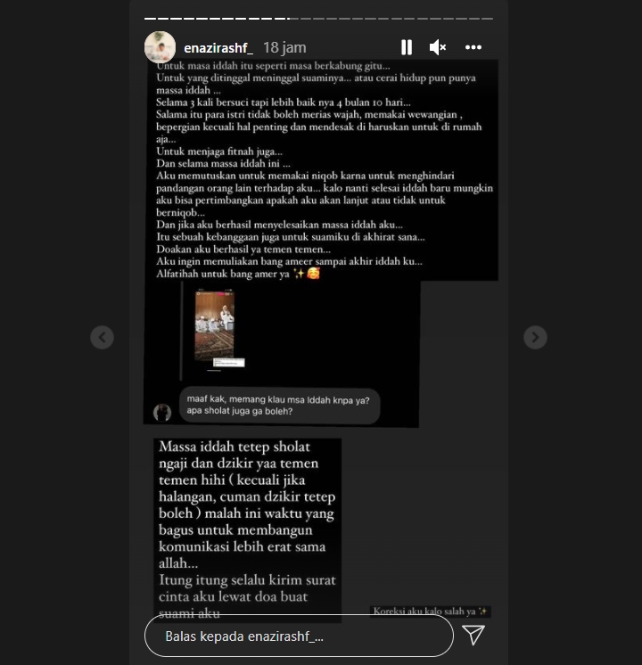 Alasan Nadzira Istri Almarhum Ameer Azzikra Pakai Cadar, Hanya Saat Masa Iddah?