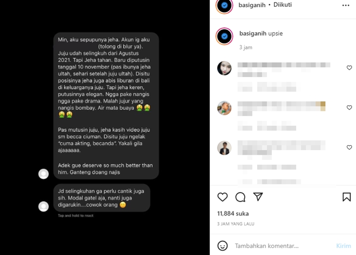 Hanggini Disebut Punya Bukti Video Ciuman, Junior Roberts Nangis Saat Diputusin?