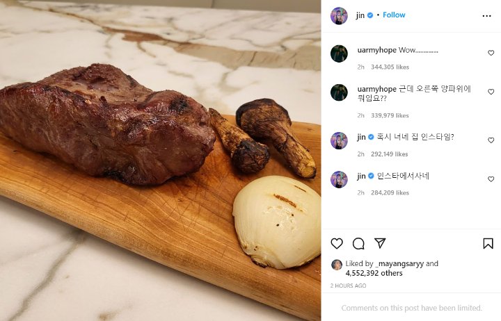 Jin BTS Sindir J-Hope Gara-Gara Terlalu Aktif di Instagram