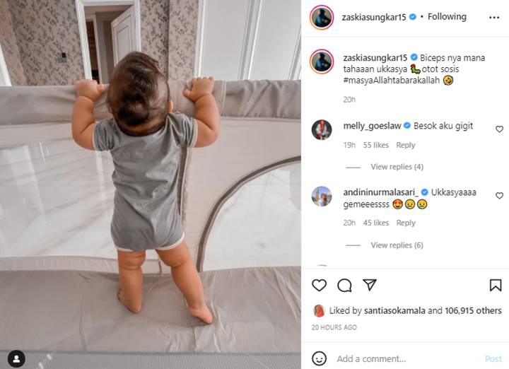 Zaskia Sungkar Pamer \'Otot Sosis\' Baby Ukkasya, Melly Goeslaw: Besok Aku Gigit