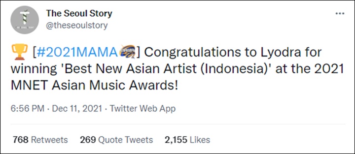 MAMA 2021: Lyodra Teriak Histeris Usai Dinobatkan Jadi Best New Asian Artist Indonesia