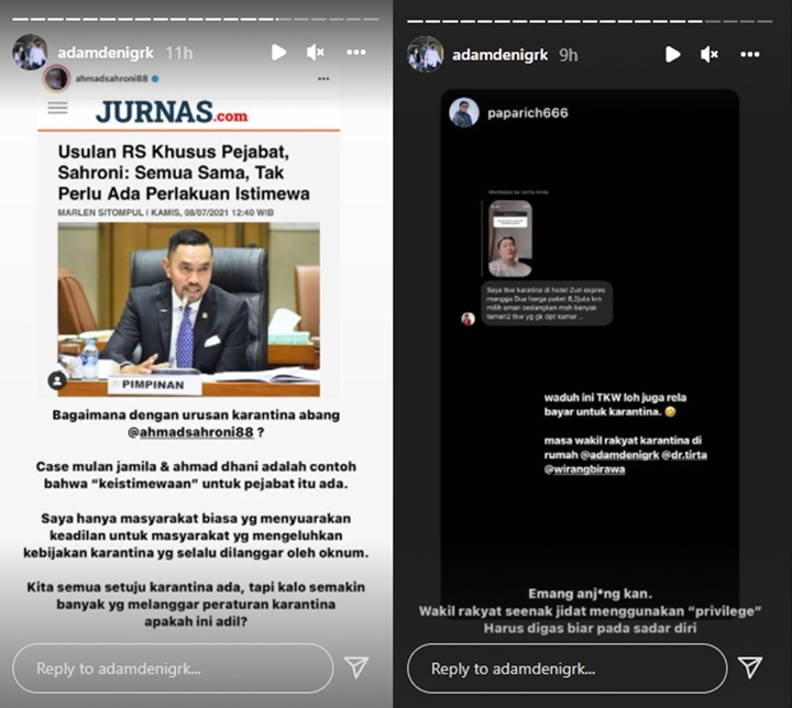 Mulan Jameela Sekeluarga \'Diistimewakan\' Boleh Karantina di Rumah, Adam Deni Kesal Setengah Mati