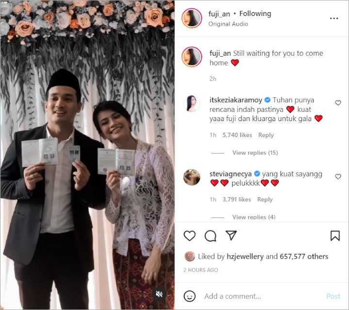 40 Hari Berlalu, Fuji Masih Tunggu Kepulangan Vanessa Angel dan Bibi Andriansyah