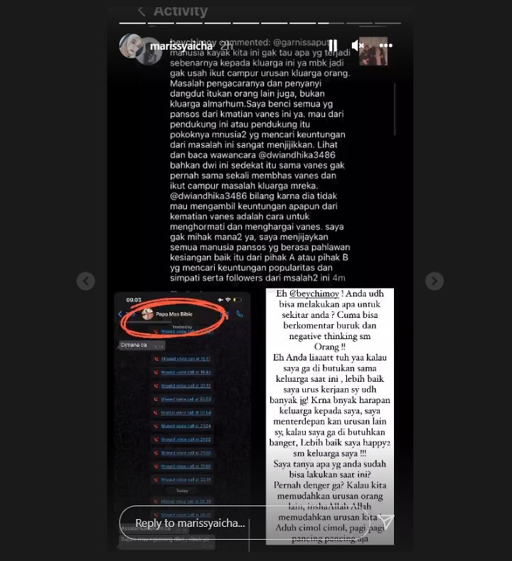 Marissya Icha Murka Disebut Menjijikan Imbas Kisruh Keluarga Vanessa Angel-Bibi Ardiansyah