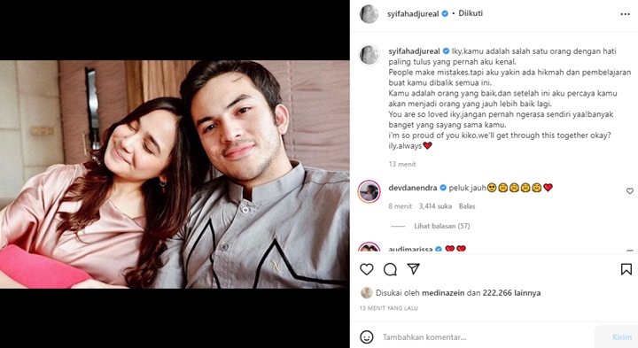 Syifa Hadju Tulis Dukungan Super Romantis untuk Rizky Nazar yang Terseret Kasus Narkoba