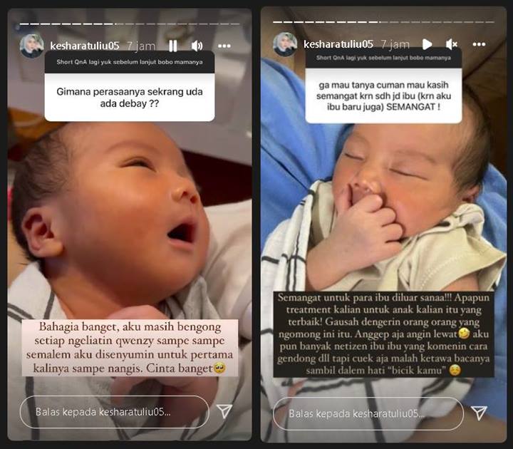 Kesha Ratuliu Nangis Haru Perdana Disenyumin Baby Qwenzy, Balas Telak Saat Dikomentari Cara Gendong