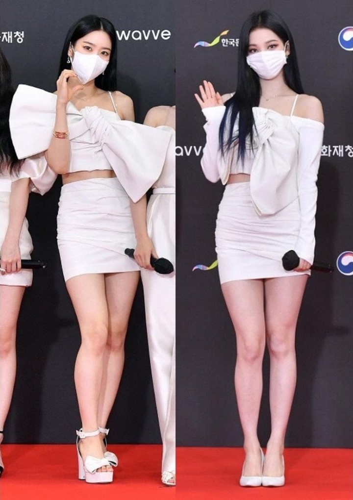 KBS Gayo Daechukje 2021: Dress Karina aespa dan Jiho Oh My Girl Sama Persis, Stylist Dikritik