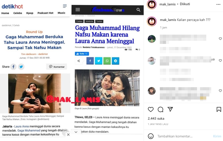 Gaga Muhammad Ngaku Hilang Nafsu Makan Karena Laura Anna Disindir Bohong