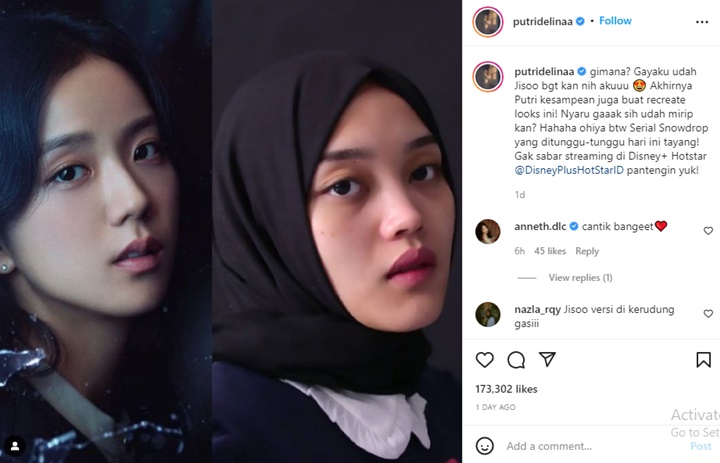 Hasil Riasan Putri Delina Dipuji Mirip Jisoo BLACKPINK Versi Berhijab, Seperti Apa?