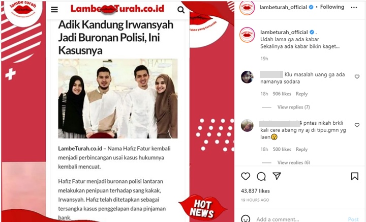 \'Berulah\' Lagi, Adik Irwansyah Kini Jadi Buronan Polisi Usai Tipu Miliaran Rupiah
