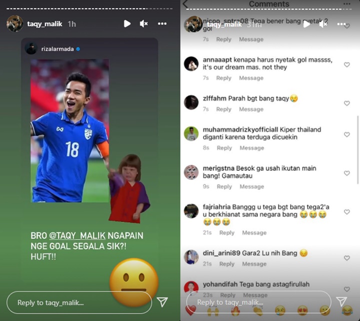 Indonesia Kalah, Taqy Malik Diserbu Gegara Punya Wajah Mirip Pemain Timnas Thailand Ini