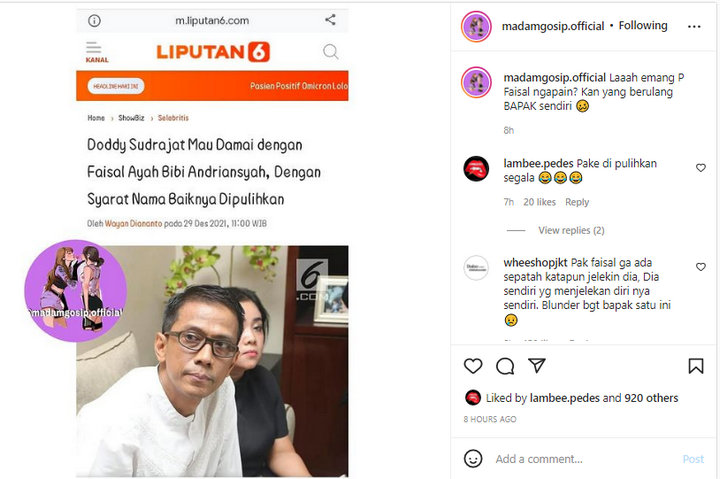 Reaksi Netizen Soal Syarat Damai Doddy Soedrajat