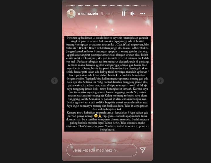 Terus Diungkit Soal Utang Hingga Kasus Tas KW, Medina Zein Lantang Bilang Begini ke Netizen
