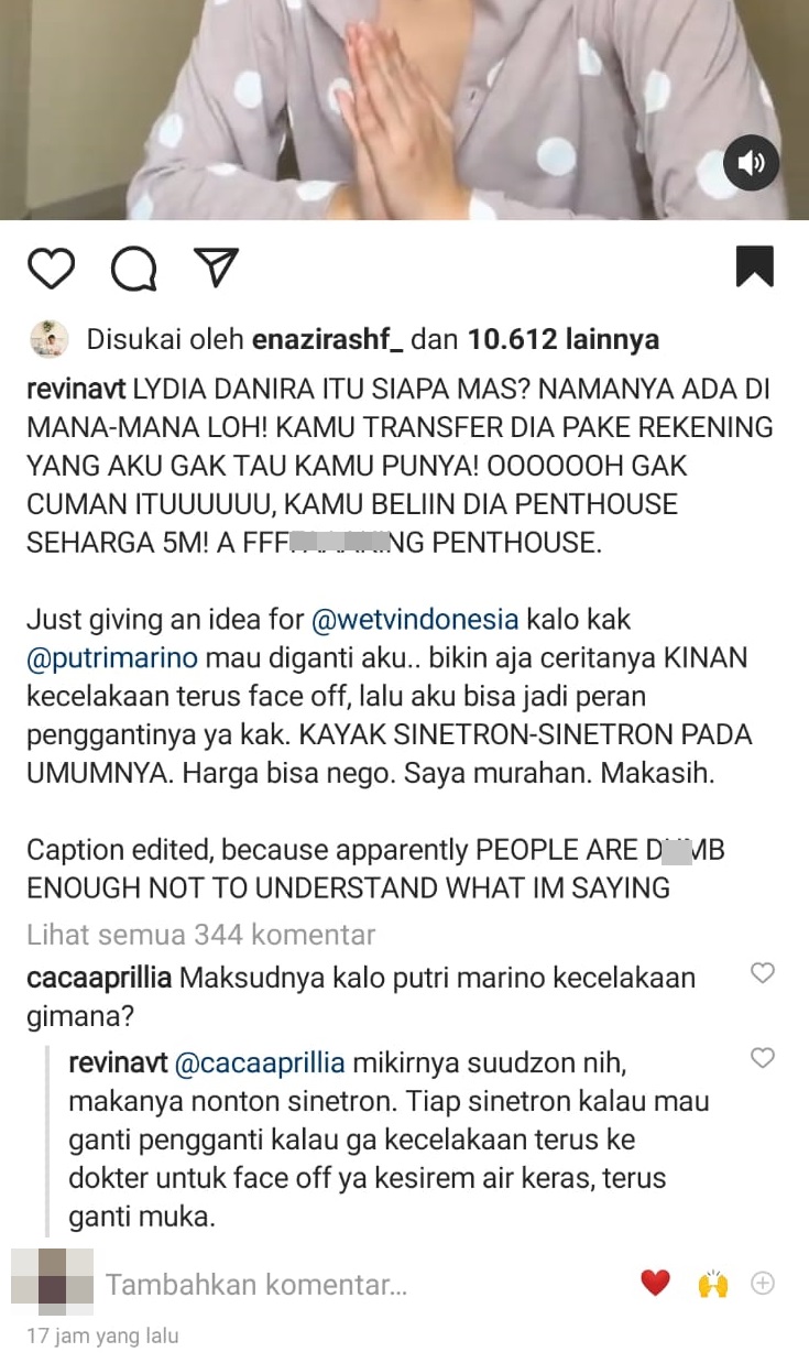 Revina VT Ingin Gantikan Putri Marino di \'Layangan Putus\' hingga Sarankan Adegan Kecelakaan