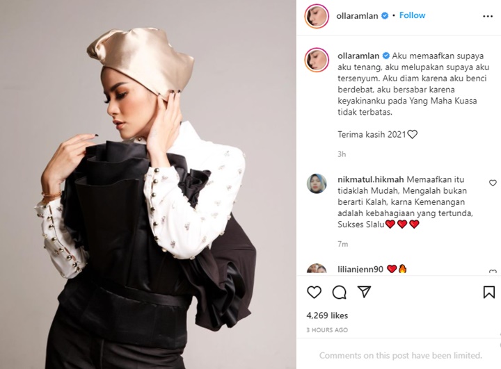 Salam Perpisahan Olla Ramlan Untuk Tahun 2021, Siap Berdamai dengan Nindy Ayunda?