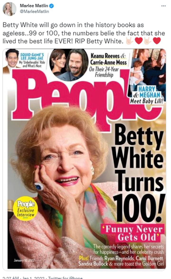 Bintang \'The Golden Girls\' Betty White Meninggal Jelang Ulang Tahunnya yang Ke-100