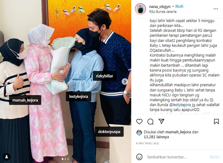 Tepis Isu, Dokter Kandungan Lesty Kejora Ungkap Detik-Detik Jelang Kelahiran Prematur Baby L