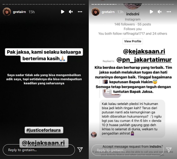 Kakak Laura Anna Bereaksi Usai Gaga Muhammad Cuma Dituntut 4,5 Tahun Penjara: Setidaknya...