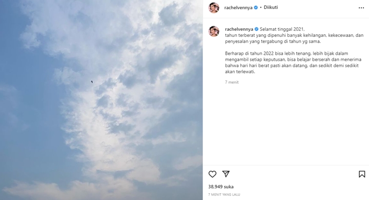 Perdana Posting, Rachel Vennya Bicara Seberapa Berat Tahun 2021