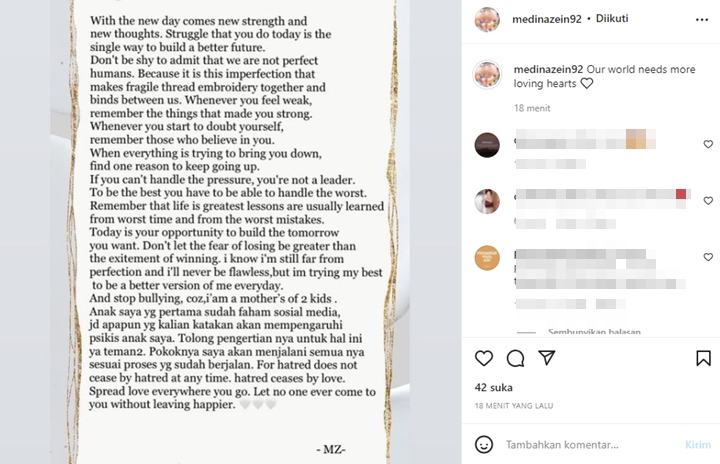 Janji Jalani Proses Hukum, Medina Zein Minta Stop Bully: Saya Punya Anak