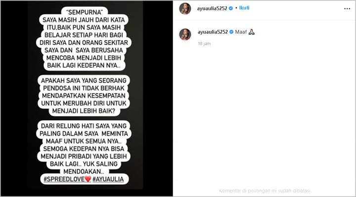 Video Ciuman dengan Zikry Daulay Heboh, Ayu Aulia \'Susul\' Minta Maaf Bahas Kesempatan Mengubah Diri