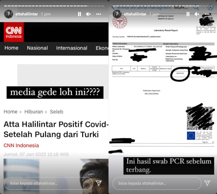 Hoax! Atta Halilintar Bantah Positif Covid-19 sambil Bagikan Bukti