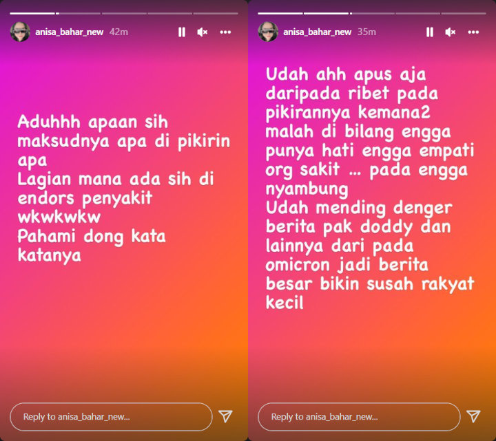 Annisa Bahar Beri Klarifikasi Usai Singgung \'Endorse Omicron\', Ajak Kembali Bahas Doddy