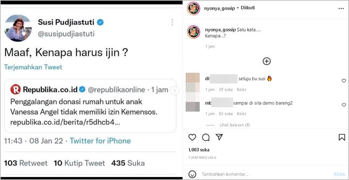 Susi Pudjiastuti Pertanyakan Mengapa Donasi Rumah Gala Sky Harus Izin Kemensos, Netter: Love You Bu