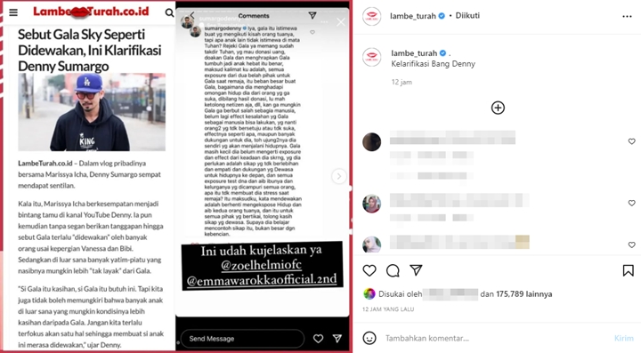 Denny Sumargo Jelaskan Maksud Ucapan \'Gala Sky Didewakan\'