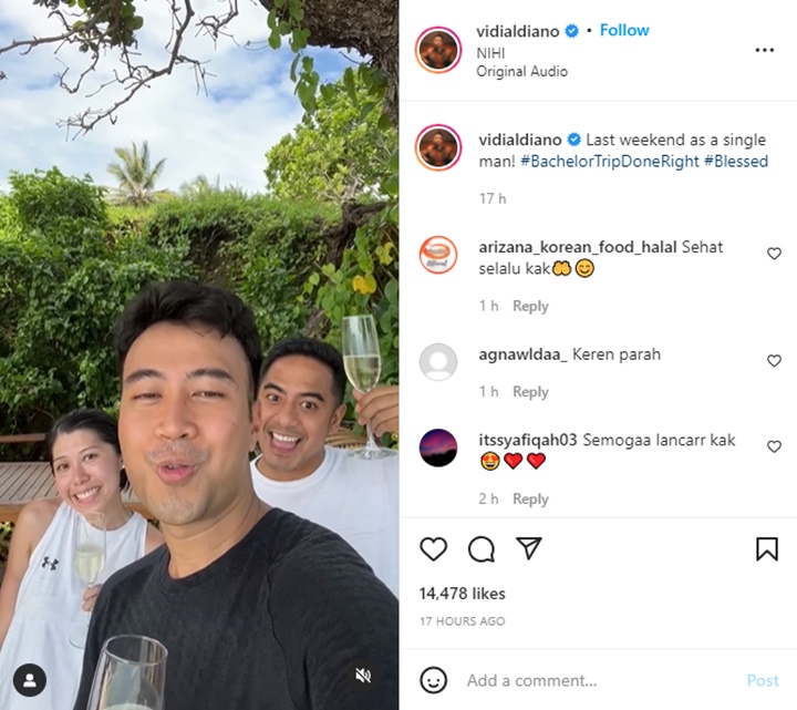 Vidi Aldiano Ngode Nikah Minggu Depan, Postingan Terakhir Sheila Dara Banjir Doa