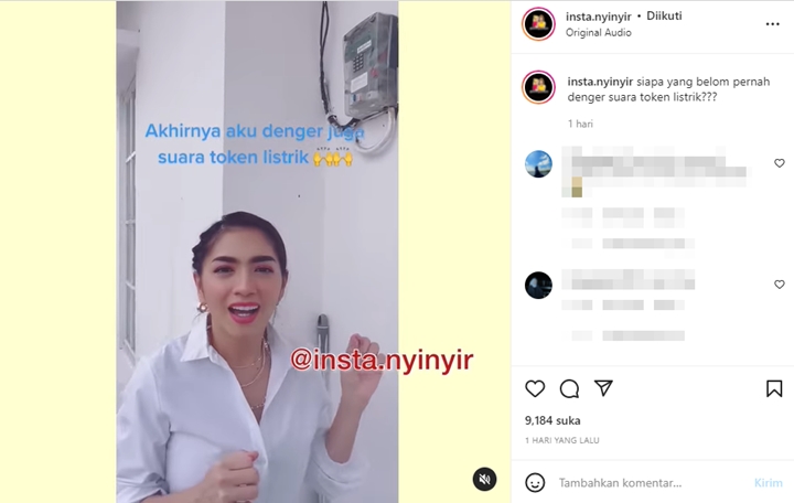 Reaksi Angel Karamoy Saat Pertama Kali Dengar Suara Token Listrik Bikin Netizen \'Nyinyir\'