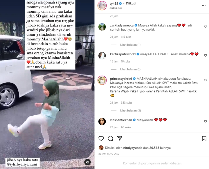 Kini Tampil Berhijab, Syahrini Malu Lihat Keponakan Istikamah Sejak Usia 3 Tahun