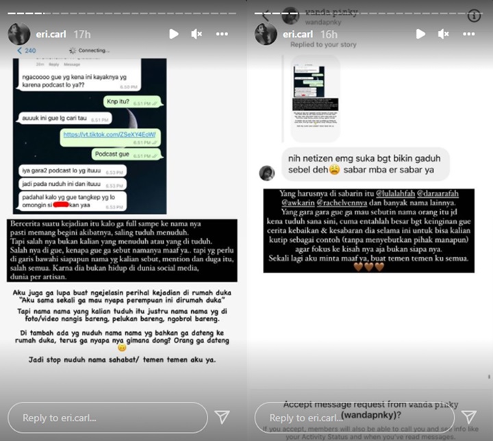 Lula Lahfah dkk Diserang, Erika Carlina Klarifikasi Usai Bongkar Sosok Sahabat Jahat Laura Anna
