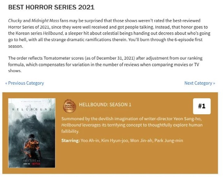 Duduki Puncak Peringkat, \'Hellbound\' Yoo Ah In Jadi Drama Horror Terbaik 2021 Versi Rotten Tomatoes