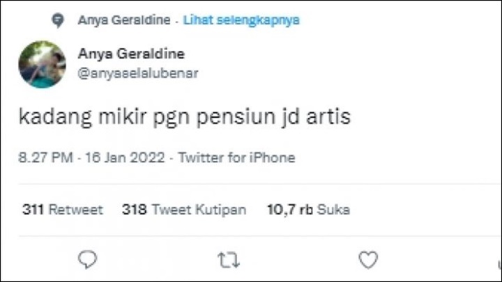 Anya Geraldine Curhat Mau Pensiun Jadi Artis, Respons Netter Ketus Banget