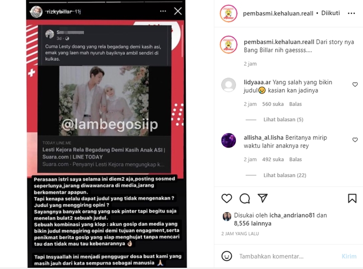 Rizky Billar Buka Suara Usai Lesti Kejora Dijulidin Karena \'Rela Bergadang Tiap Malam Demi Kasih ASI\'