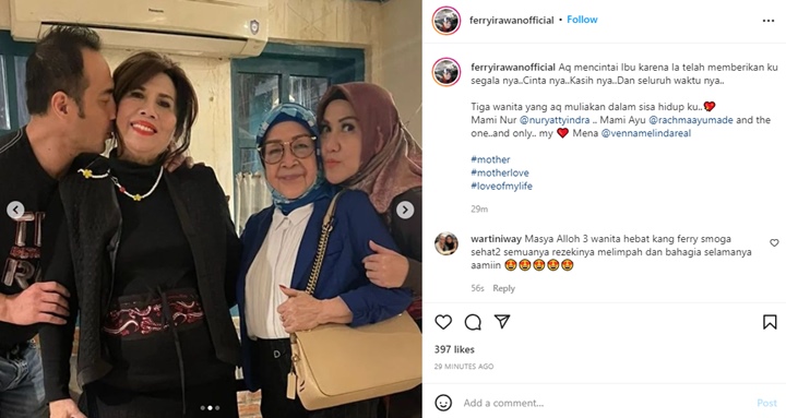 Buktikan Akur, Ferry Irawan Pajang Foto Kecup Manis Sang Calon Ibu Mertua