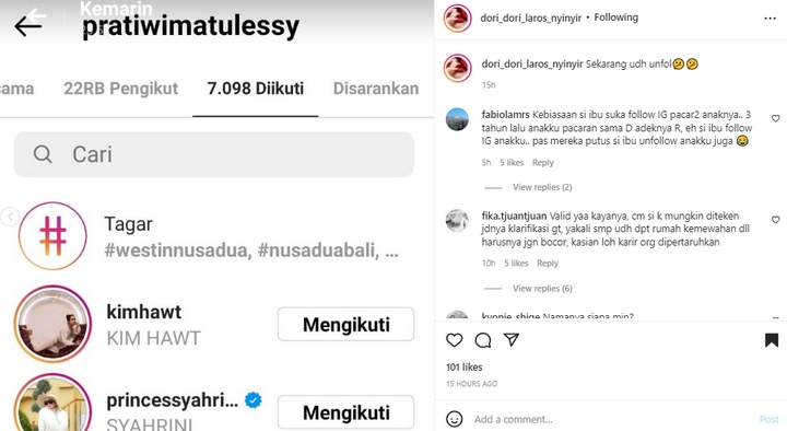 Isu Ibu Reza Rahadian Unfollow Kim Hawt
