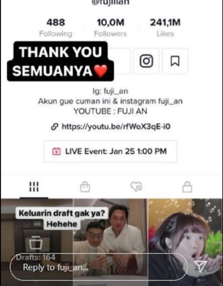 Followers TikTok Fuji Capai 10 Juta, Berkat Konten Bareng Gala?