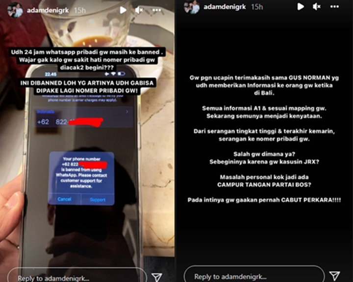 Nomor WhatsApp Pribadinya Diblokir, Adam Deni Curigai Pejabat Pro Jerinx SID