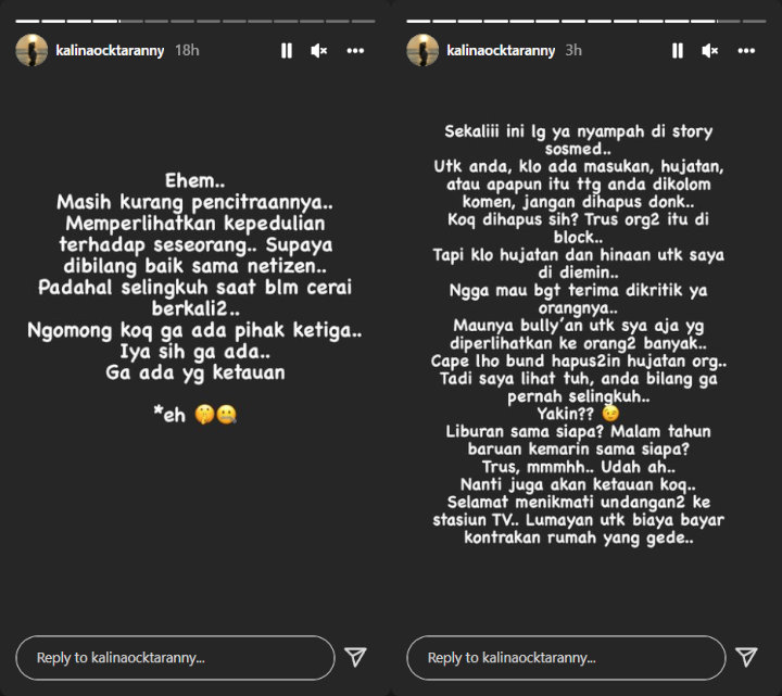 Kalina Oktarani Blak-blakan Singgung Perselingkuhan Vicky Prasetyo