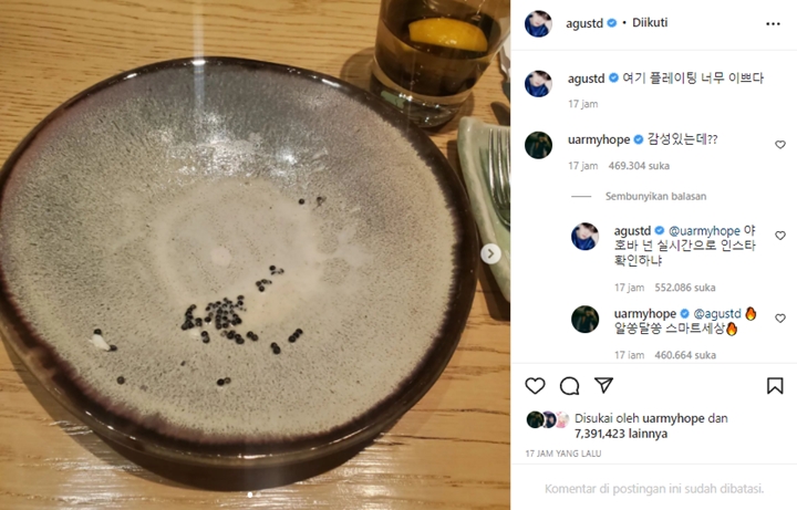 Suga BTS Sindir J-Hope Terlalu Gercep Komentari Postingan di Instagram