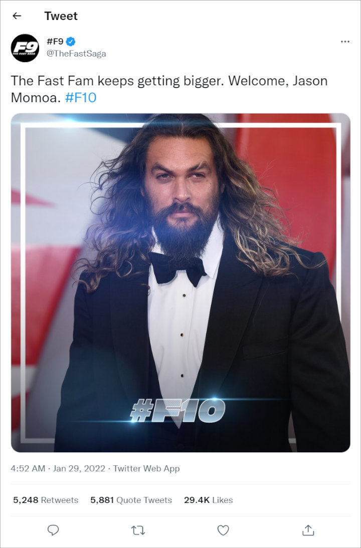 Dari \'Aquaman\', Jason Momoa Siap Gabung ke Waralaba \'Fast and Furious\'