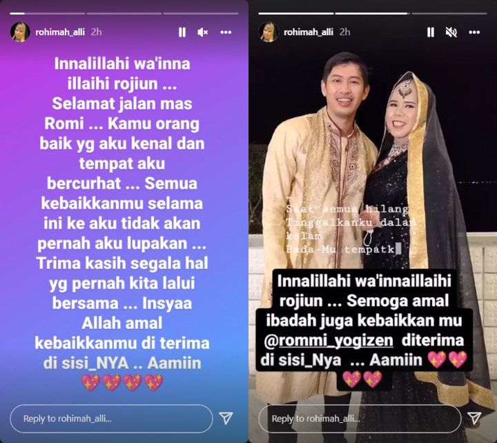 Rommi Pacar Rohimah eks Istri Kiwil Meninggal Dunia