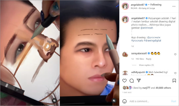 Angela Lee Sukses Bikin Ariel NOAH \'Makin Muda\', Ngegas Saat Diminta Gambar secara Live
