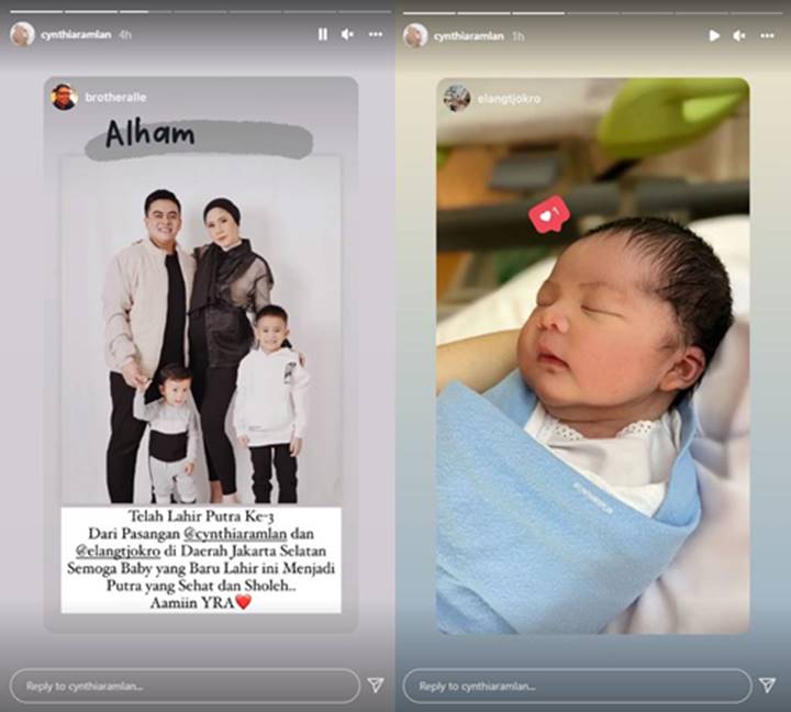 Cynthia Ramlan dan Erlangga Tjokro Dikaruniai Putra Ke-3, Olla Ramlan Goda Begini