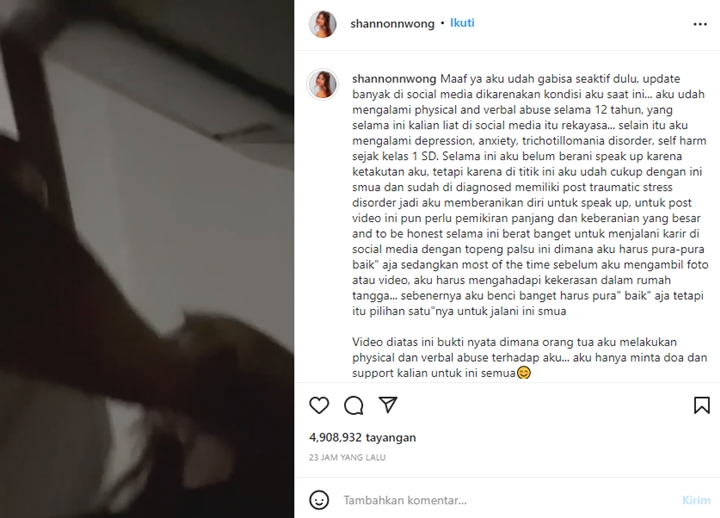 Selebgram Shannon Wong Pacar Athalla Naufal Ngaku Korban Kekerasan Ortu, Sejak SD?
