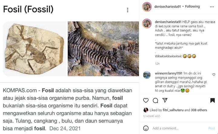 Denise Chariesta Makin Nantang Unggah Foto Fosil Usai Emma Waroka \'Main Keroyokan\'