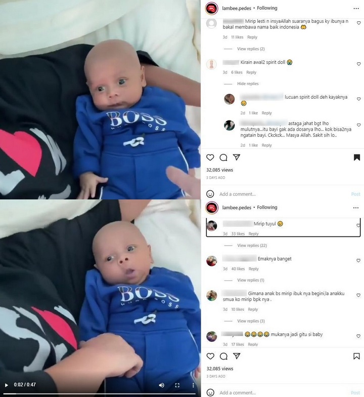 Bayi Lesti Andryani dan Rizky Billar Dihina Mirip Spirit Doll