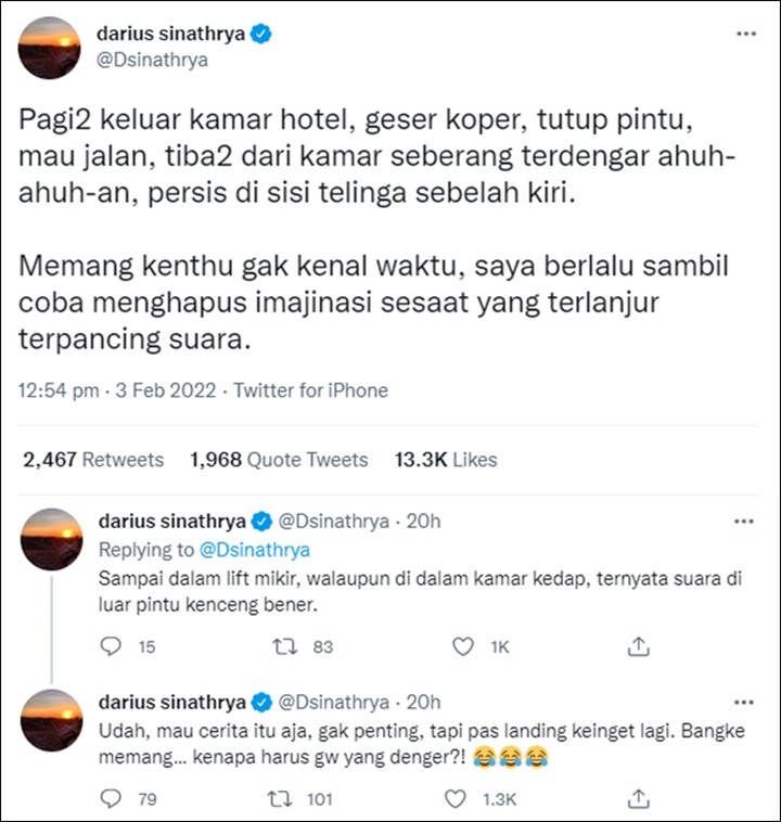 Cuitan \'Mesum\' Darius Sinathrya Bikin Heboh, Sempat Dengar Ini Saat Nginap di Hotel